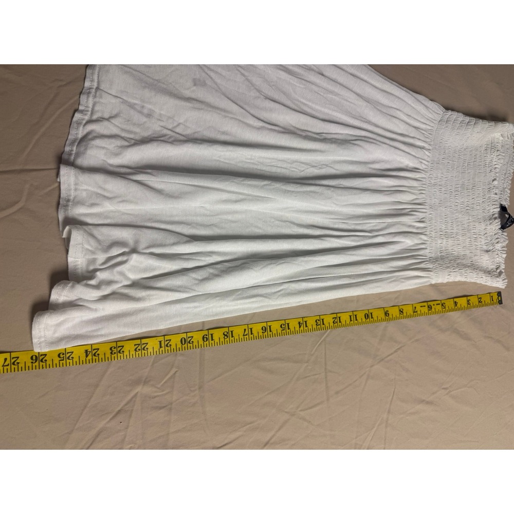 Zuzy Collection Womens White Smocked Strapless Tube Dress Summer Beach Coverup - Picture 3 of 5